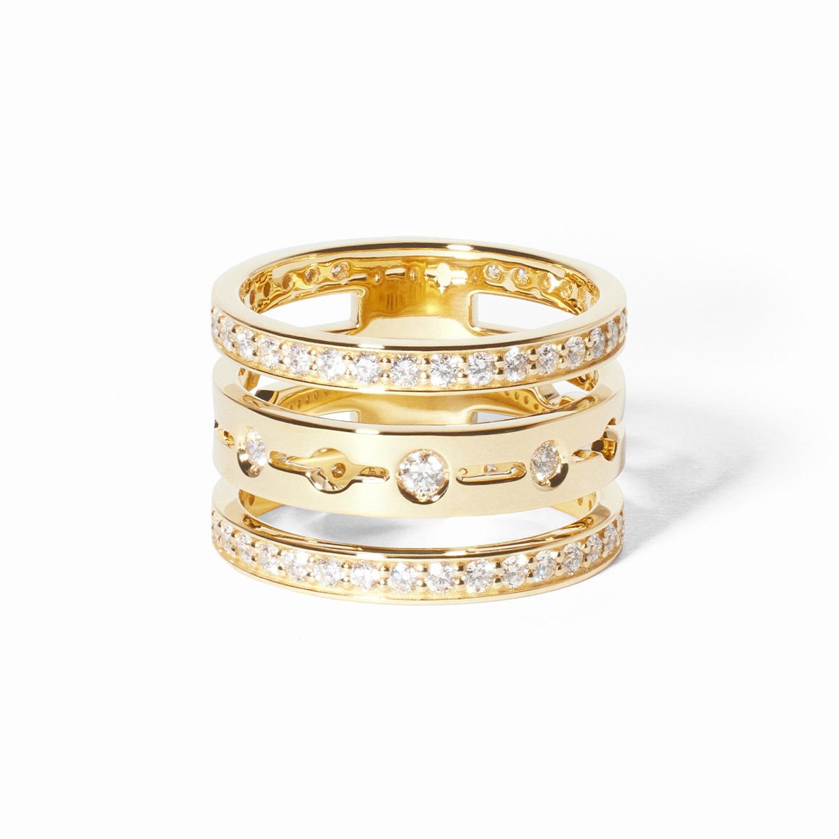 Bague Pulse pavée 3 rangs 