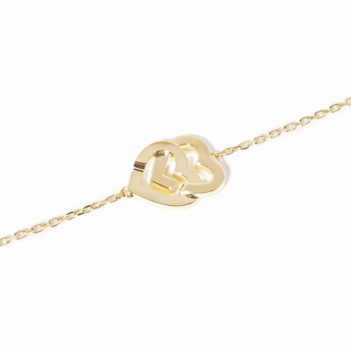 Bracelet sur chaîne Double Cœurs petit modèle