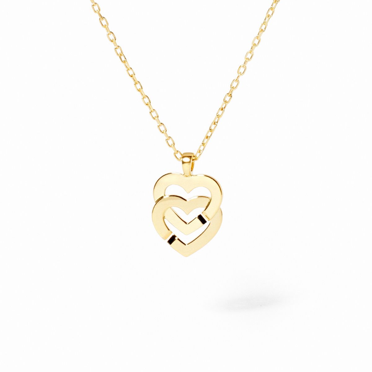 Pendentif sur chaîne Double Cœurs petit modèle 