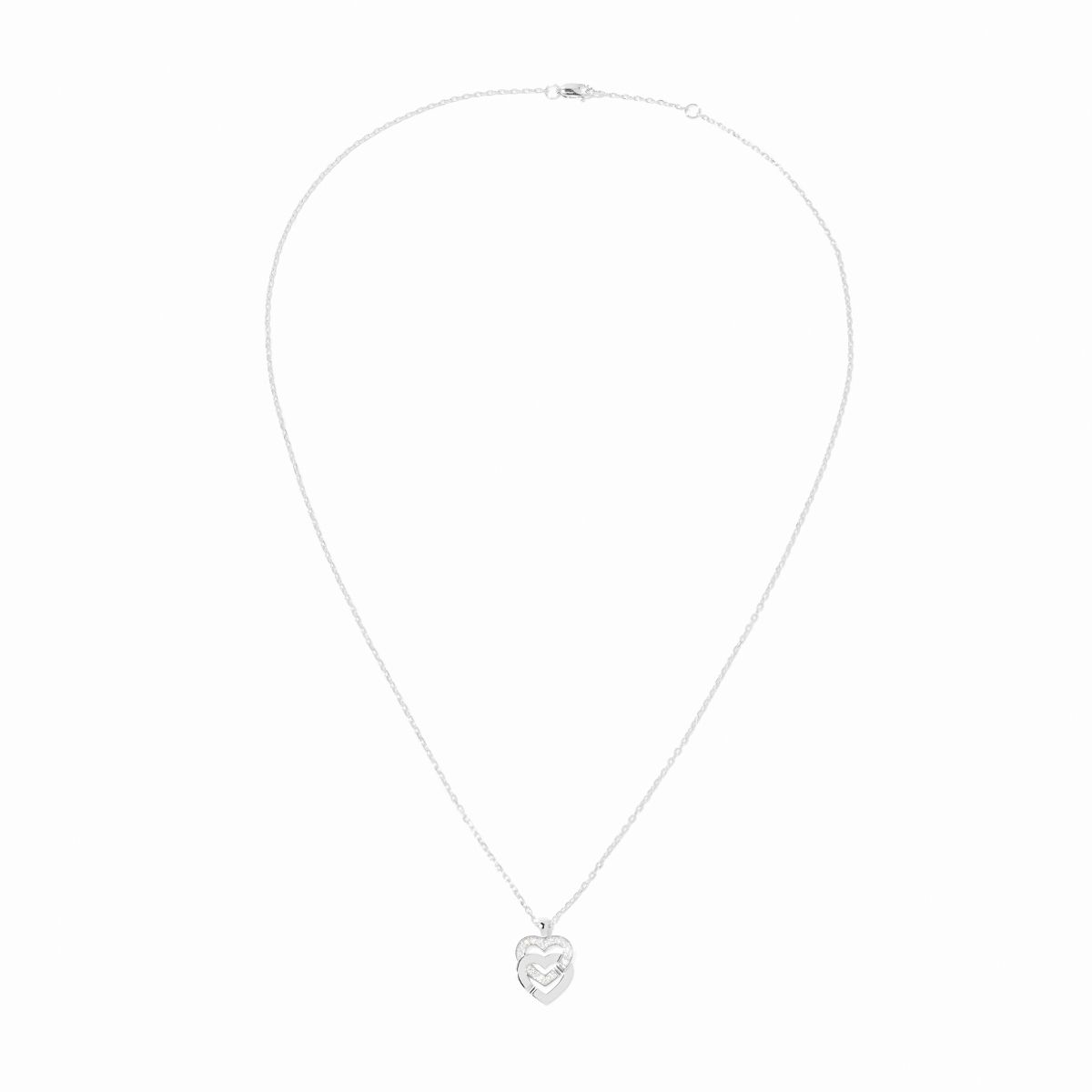 Pendentif sur chaîne Double Cœurs petit modèle 
