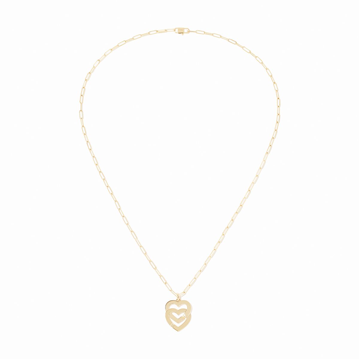 Pendentif sur chaîne Double Cœurs très grand modèle