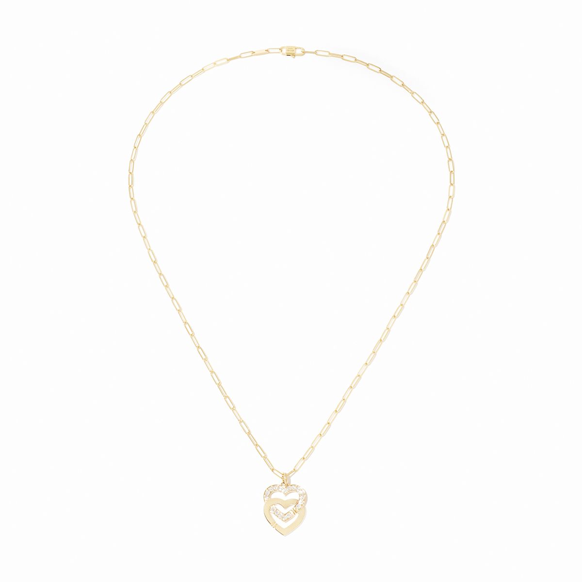 Pendentif sur chaîne Double Coeurs très grand modèle 