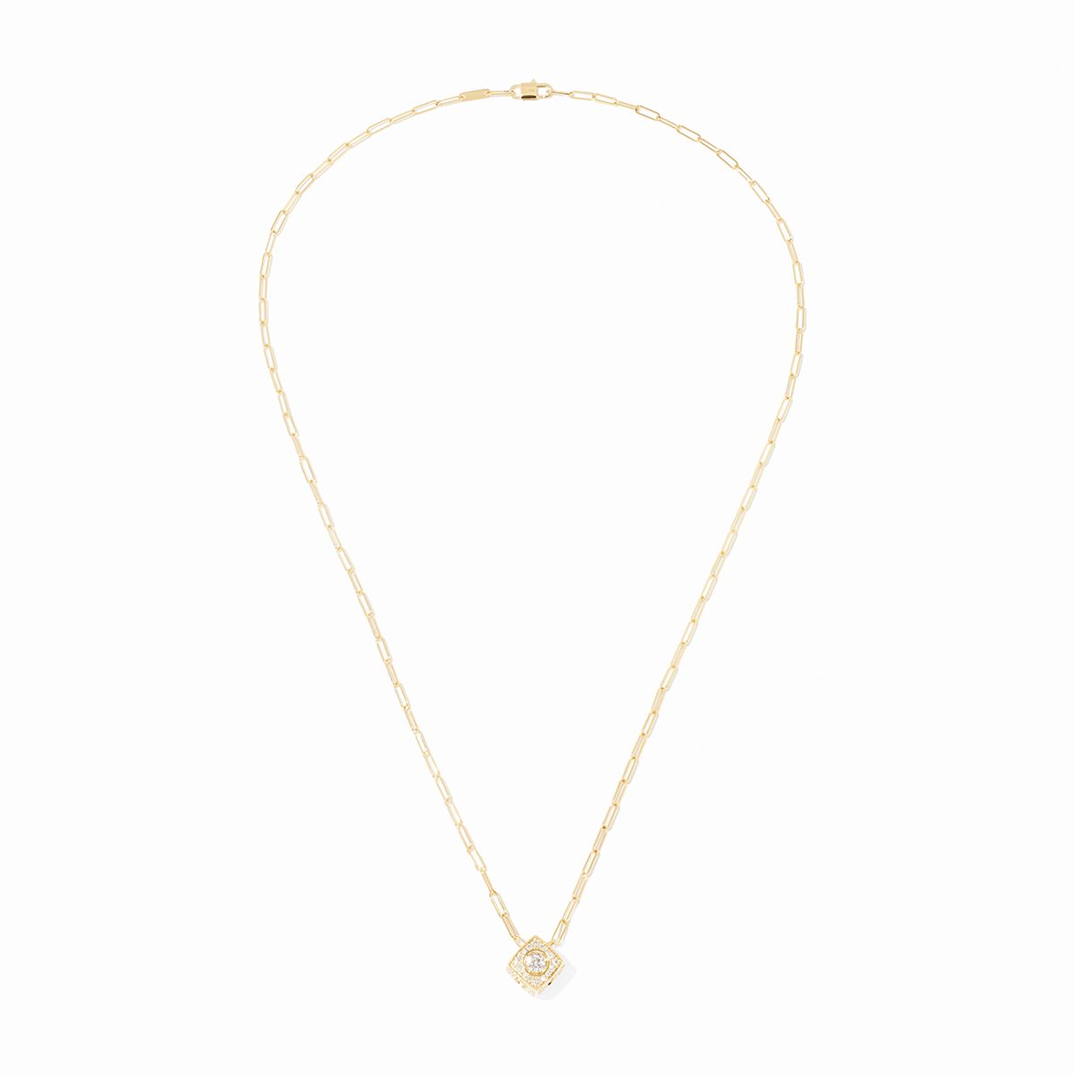 Pendentif Le Cube diamant XL pavé
