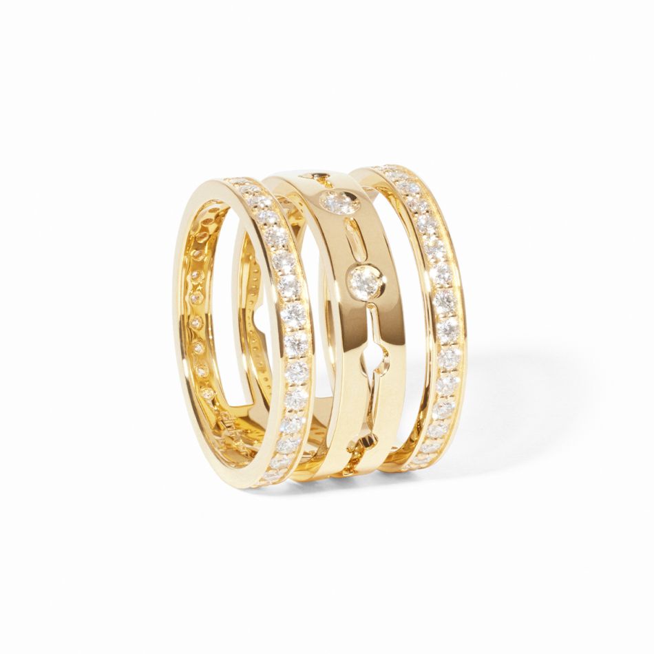 Bague Pulse pavée 3 rangs 