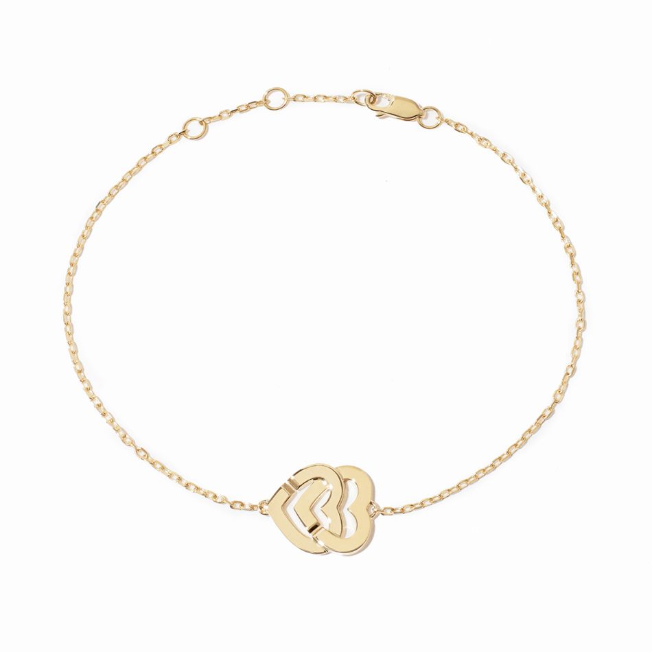 Bracelet sur chaîne Double Cœurs petit modèle
