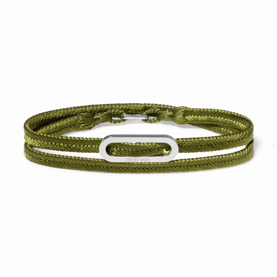 Bracelet tissé Maillon vert kaki