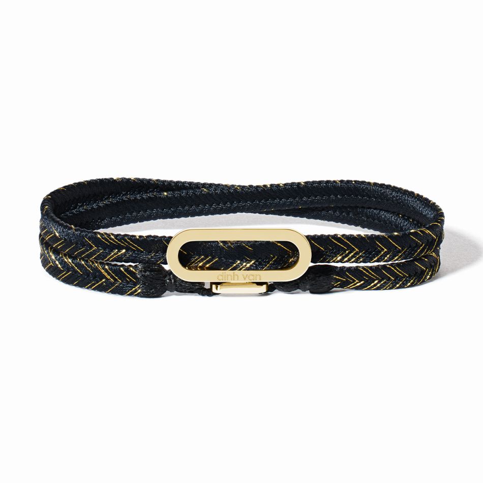 Bracelet tissé Maillon noir doré 