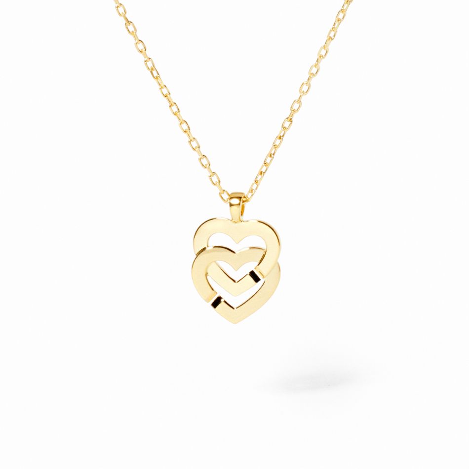 Pendentif sur chaîne Double Cœurs petit modèle 